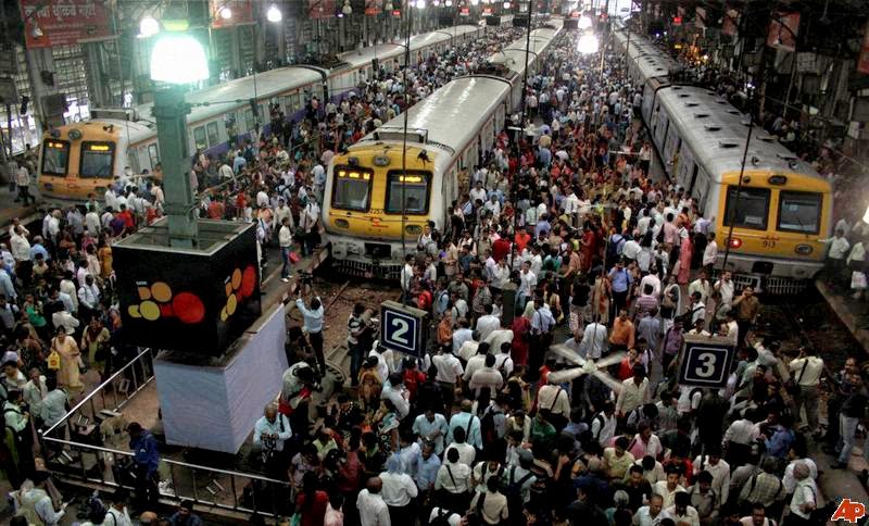 Mumbai local train during rush hour