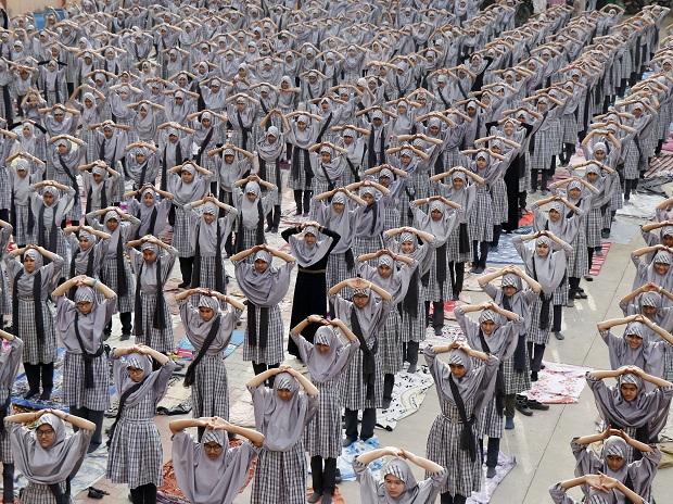 Students Performing Yoga Ahmedabad