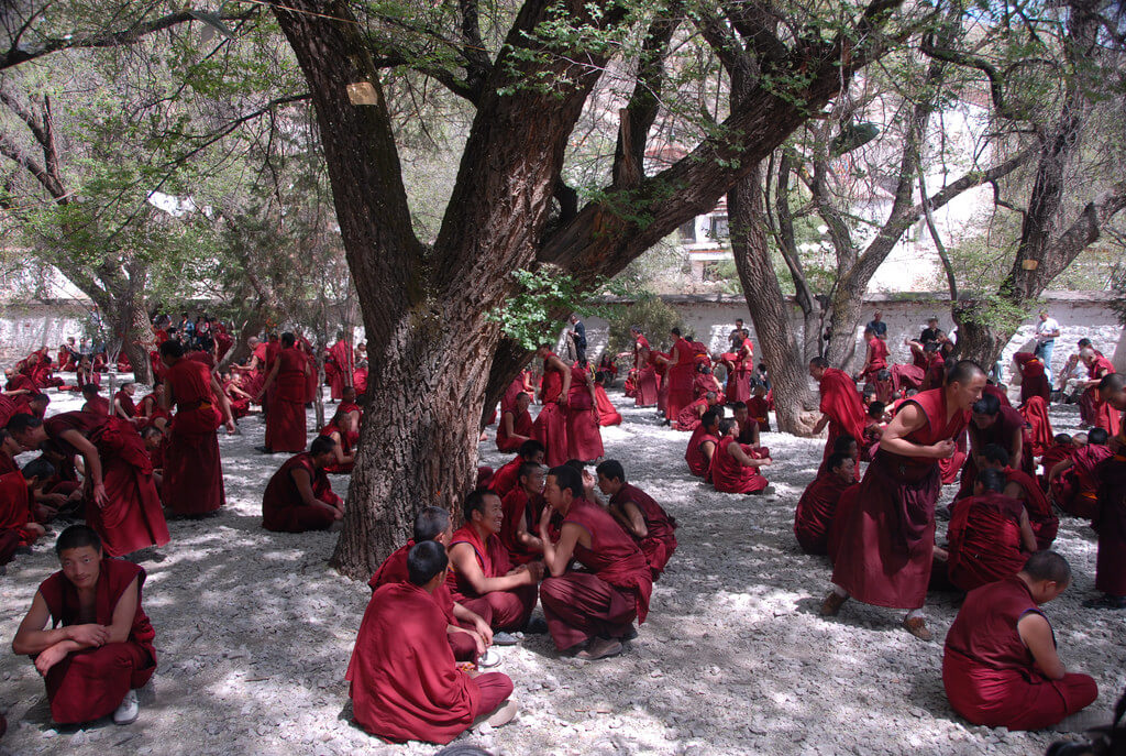 Monks Debating in Tibet Monastery