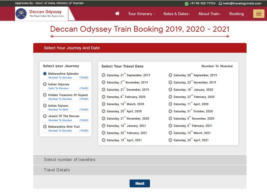 Deccan Odyssey Booking Step1
