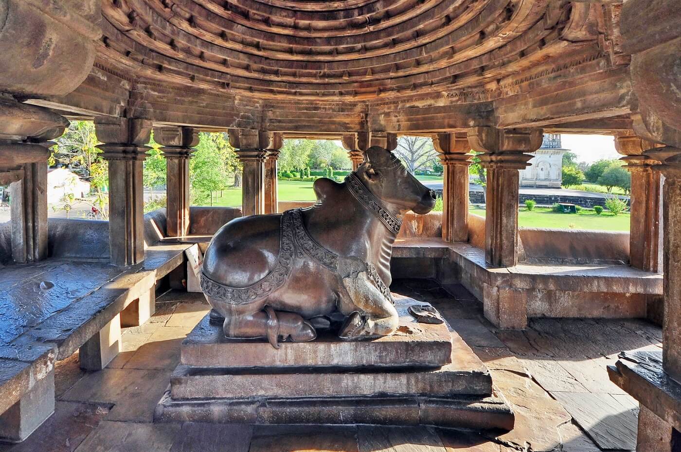 Nandi Shrine at Hoysaleswara Temple